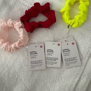 Lululemon Uplifting Scrunchie Set - Pink, Red, Yellow